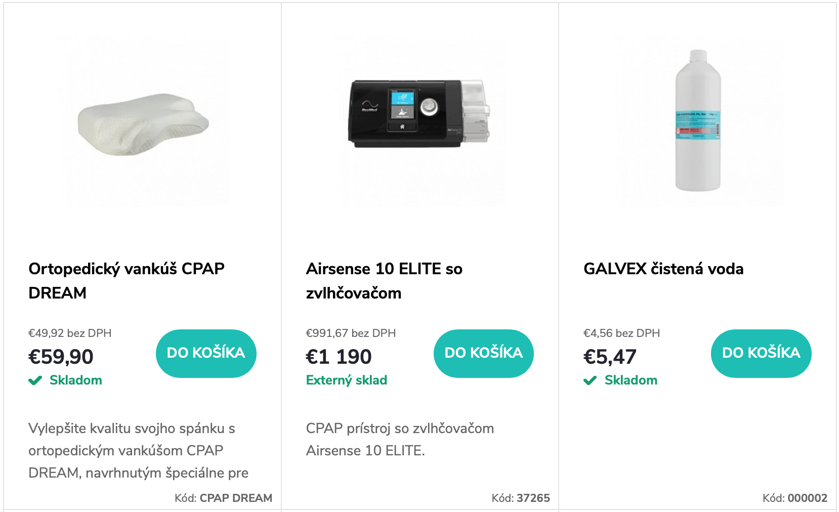 CPAP prístoje a príslušenstvo